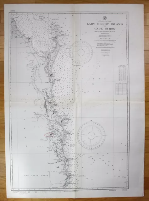 1942 Australia - East Coast - Lady Elliot Island to Cape Byron Australien map