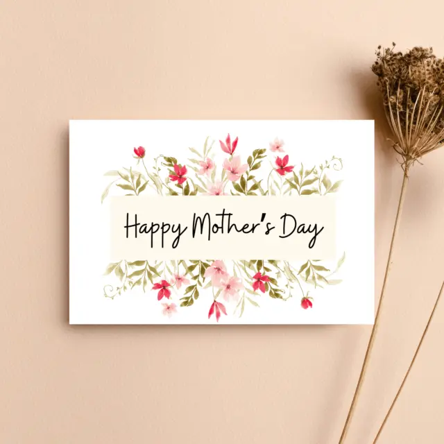 Happy Mum Mothers Day Card - Beautiful Floral Botanical Flower Card