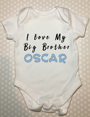 Personalised i love my big brother baby grow vest body suit baby shower gift
