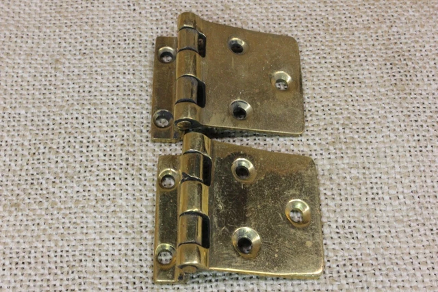 2 Cabinet Door hinges Classic Brass 3/8" Inch Offset Traditional Vintage Hoosier