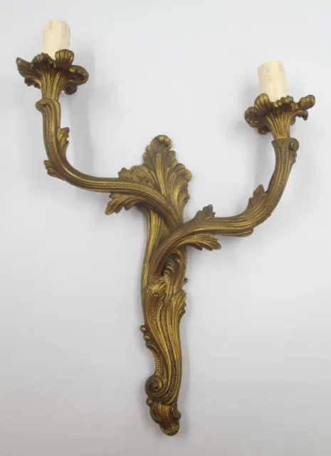 Antique French Large Bronze Double Arm Wall Light Vintage Sconce