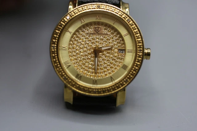 Techno Pave Orologio da uomo 41 mm ghiacciato con finti cristalli, forma tonneau con quadrante numerico, cinturino in silicone traspirante, movimento al quarzo, SET 3 PZ ARGENTO, Hip Hop