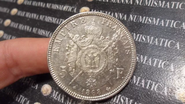 FRANCIA FRANCE 5 FRANCS FRANCHI 1868 BB ARGENTO SILVER cod. FRANCIA-12