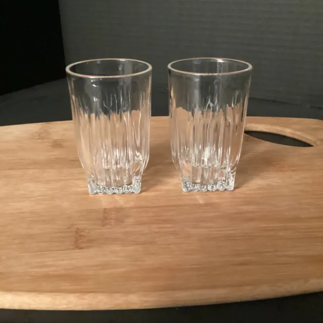 Vintage Set of 2 ~ FEDERAL GLASS -Park Avenue Clear- 3.5” Flat Tumblers. EUC