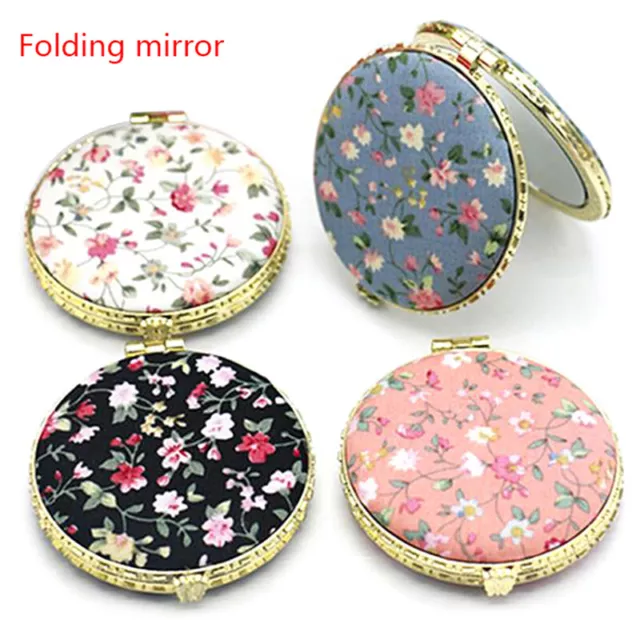 Mini Pocket Floral Mirror Portable Two-side Folding Make Up Women Vintage _cd