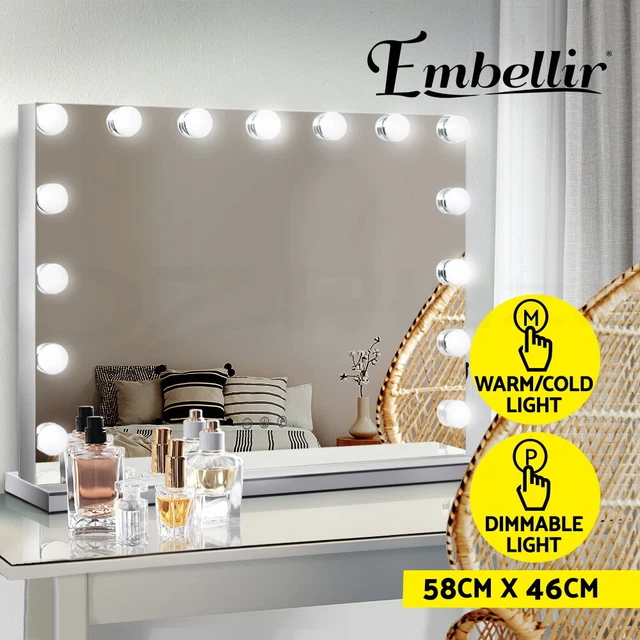 Embellir Makeup Mirror 58X46cm Hollywood with Light Vanity Dimmable Wall 15 LED