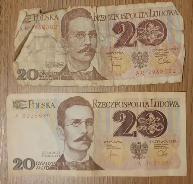 Poland Banknote, Note, Money, 20 zlotych , 1982 POLAND 20 Zlotych Banknote World