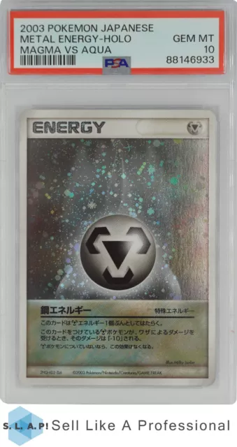 2003 Japanese Pokemon Magma Vs Aqua Metal Energy-Holo Magma Vs Aqua Psa 10
