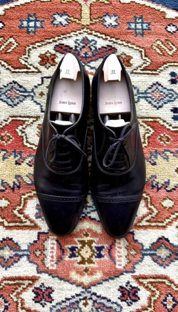 JOHN LOBB PHILIP II Leather Black Oxford Cap Toe Dress Shoes Sz 9 1/2 ...