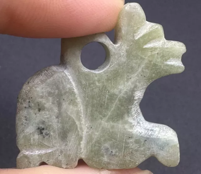 Very Ancient Old Roman Greek Natural Jade Stone A Rabbit Animal Bead