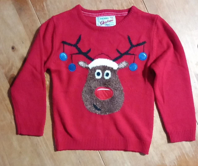 Maglione Natale rosso renna Primark bambini taglia età 7-8 anni
