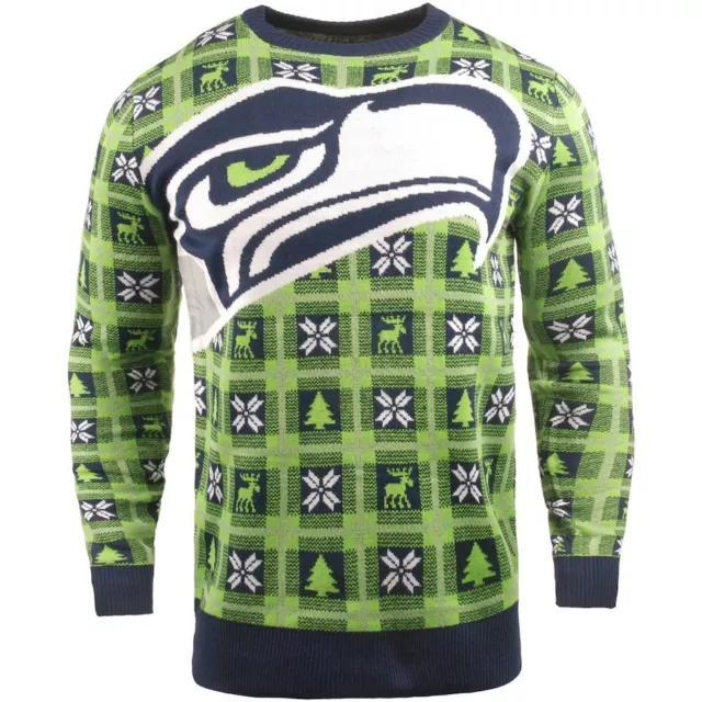 NFL Ugly Sweater Seattle Seahawks Pullover Christmas Style Big Logo Football 18