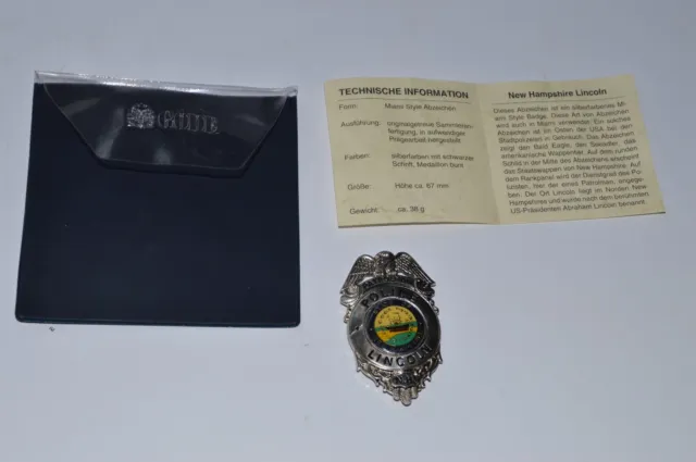 historisches Abzeichen Collector US Police Patrolman Lincoln N.H. New Hampshire