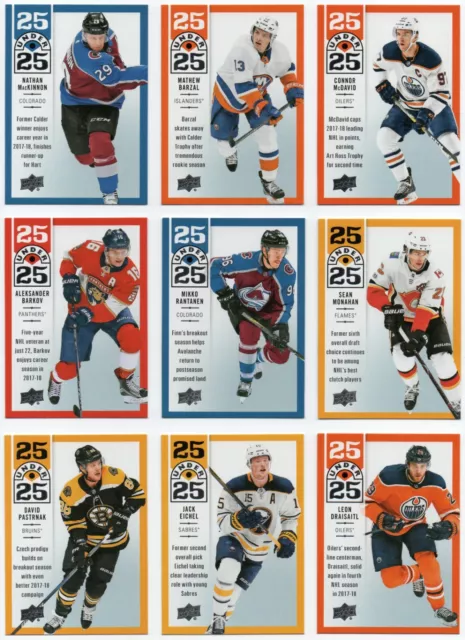 2018-19 Upper Deck Series 1 25 Under 25 Complete Set Break Pick Any Odd 1:12