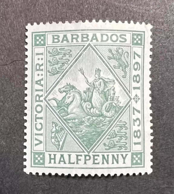 QV Barbados SG 117 (1897-1898) 1/2d Dull Green, MM