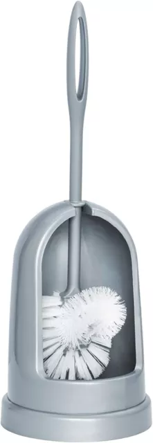 Wenko Toilet Brush Set Standard with Rim Cleaner in Grey, 13 x 13 x 42 cm