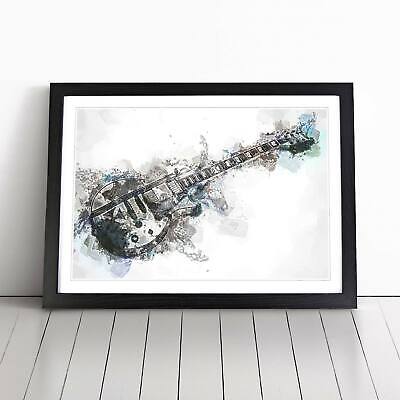 An Electric Guitar in Abstract Framed Canvas Wall Art  Poster Print Picture