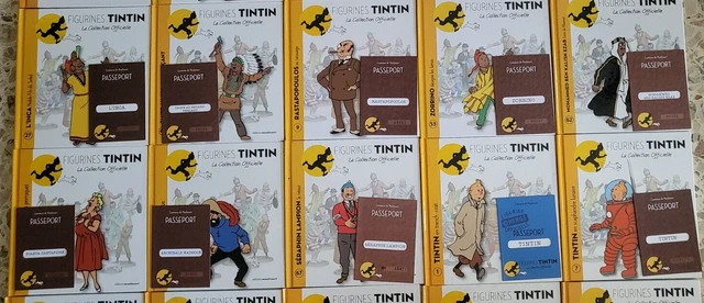 Lot De 10 Livres Tintin Avec Figurines Et Passeports | Collection Officielle