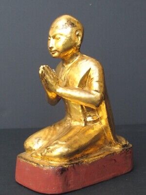 Rare Monk Of Bagan Wooden Golden, Burma 2