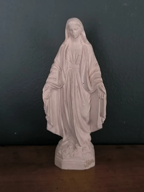 Ancienne Statue Notre Dame De Lourdes PENE&FILS, Plâtre Peint, 31 Cm