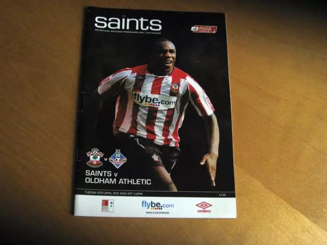 football programme southampton v oldham athletic april 2010