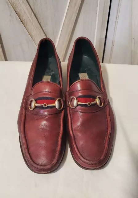 Gucci Horsebit Loafers Men Size 10.5 D Cordovan Red Leather