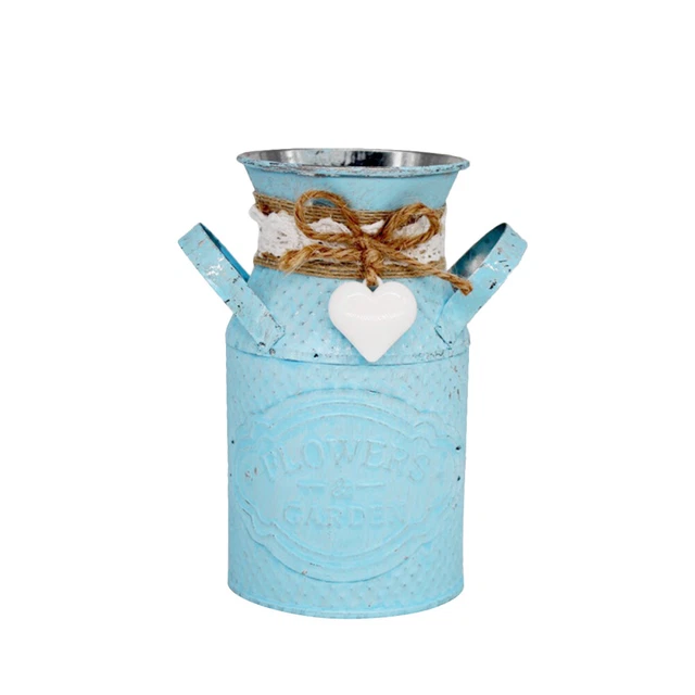 Shabby Chic Vase rustikaler Dose verzinkte Blumeneimer Metallkrug Pitcher