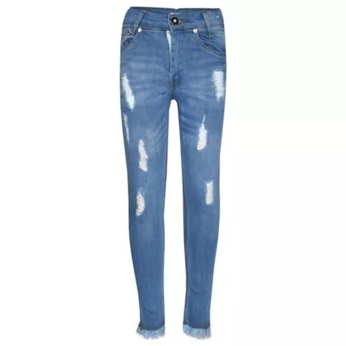 Kids Girls Light Blue Skinny Jeans Denim Ripped Stylish Stretchy Pants  Jeggings 