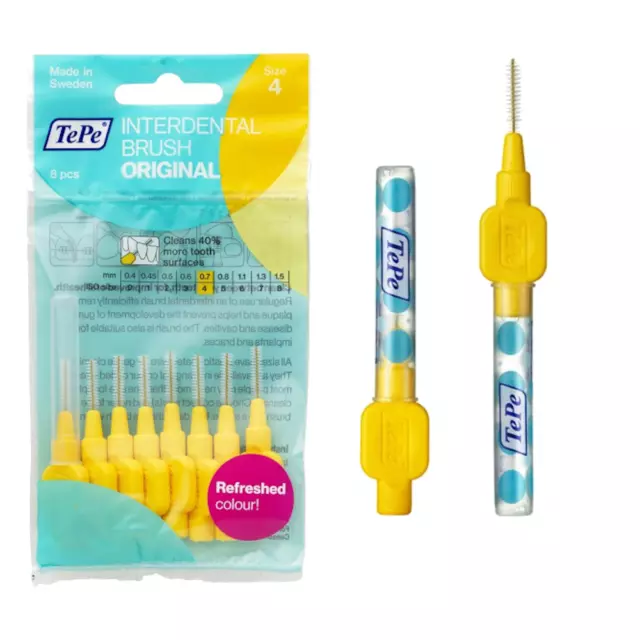 TePe Interdental Brush Packs of 8 - YELLOW 0.70mm - Multibuy Savings Oral Health