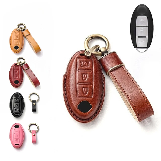 Genuine Leather Car Key Fob Case Cover For Nissan Sentra Note For Infiniti Q50