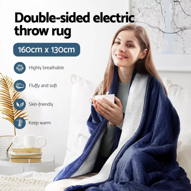 Giselle Electric Blanket Throw Rug Heated Washable Snuggle Flannel Warming 2