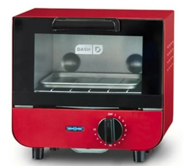 DASH MINI TOASTER Oven Bagels, Toast, Small Pizza, Reheat. New Red £31.