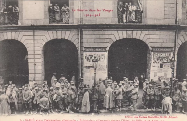 CPA GUERRE 14-18 WW1 VOSGES SAINT-DIE prisonniers allemands aout 1914 pub réaux