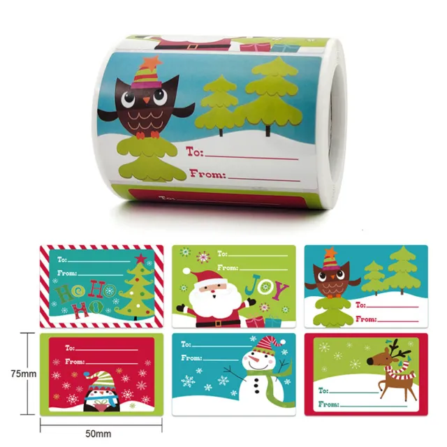 Pegatina de Navidad muñeco de nieve Papá Noel etiqueta de regalo etiquetas autoadhesivas 50x75 mm