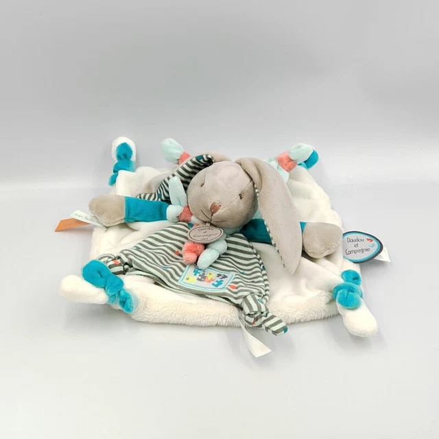 Doudou et compagnie plat lapin blanc bleu rayé Puzzle HAPPY - 24659
