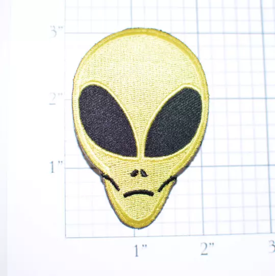 Yellow Alien Head Iron-on Vintage Patch Area 51 for Jacket Hat Biker Shirt UFO