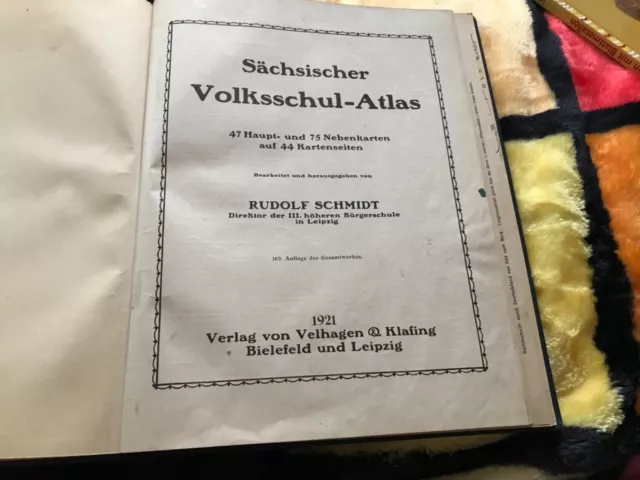 Sächsischer Volksschule-Atlas  1921 Rudolf Schmidt 2u