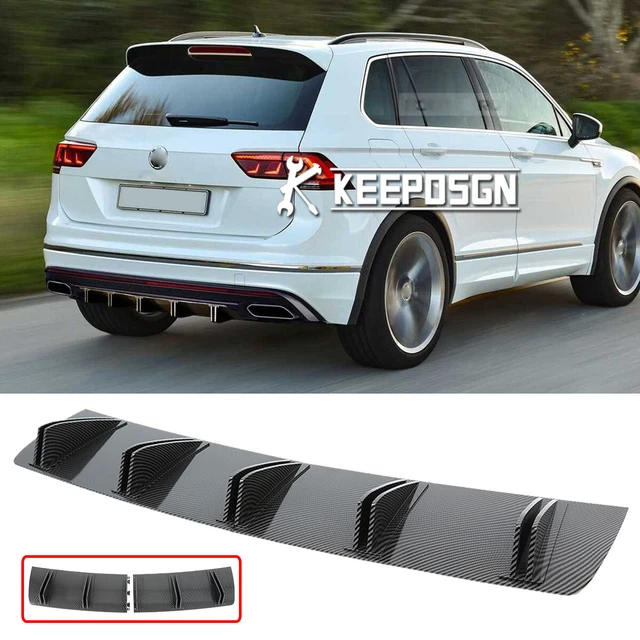 FOR VW TIGUAN 2020-2024 Carbon Look Rear Lip Bumper Diffuser Shark Fin ...