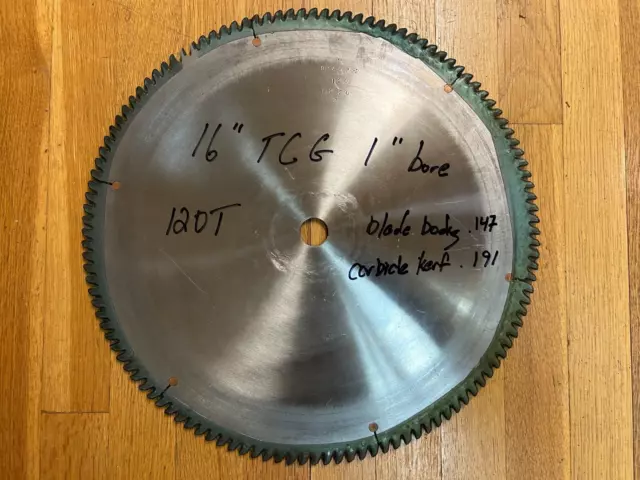 American 16" 120 tooth 1" bore  TCG Industrial Crosscut Saw Blade