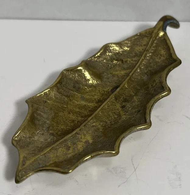 VMC Brass Holly Leaf Trinket Dish