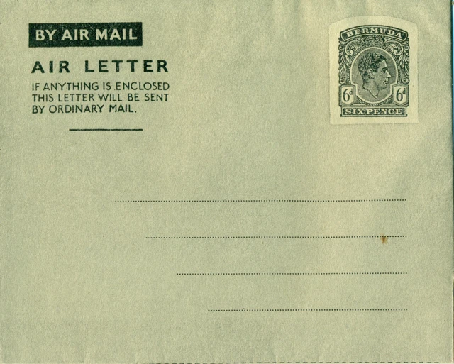 Bermuda 1946   Air Letter   KGVI  King George VI   6P  Six pence      MNH