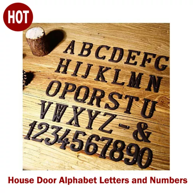 Cast Wrought Iron Black Antique House Door Alphabet Letters and Numbers-HOT SALE