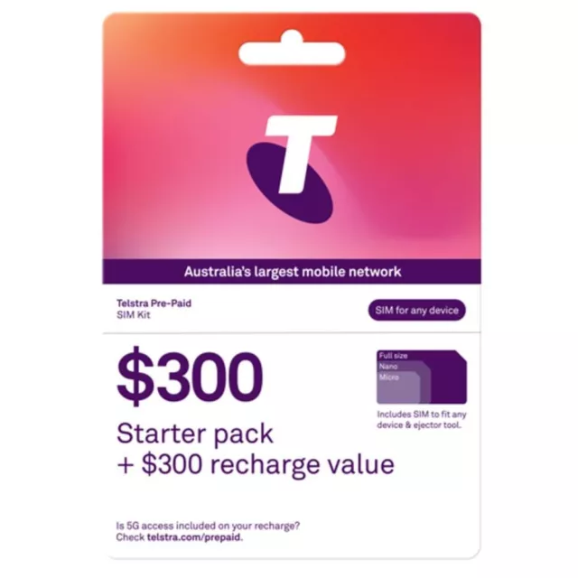 Telstra $300 Prepaid SIM Starter Kit 150GB Data Activation Expires Oct 2024