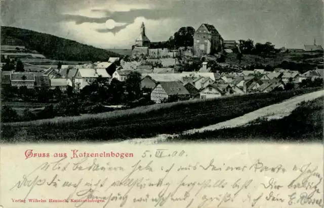 Ak Gruss Aus Katzenelnbogen Rhein-Lahn-Kreis Von Der Seite Mondscheinkarte 1900