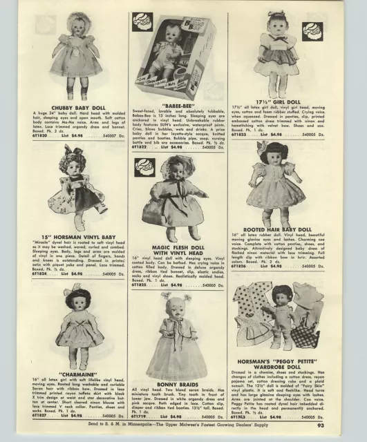 1954  Paper Ad Doll Horsman Peggy Petite Betsy McCall Joan Sayco Valerie Betsy