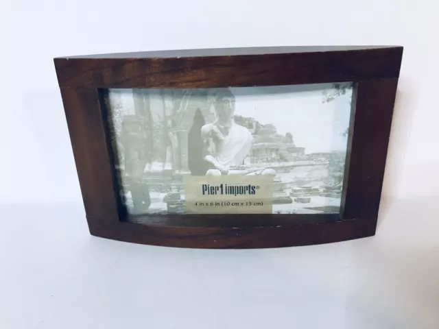 Pier 1 Imports Wooden Picture Frame Holds 4x6 Photo Mid Century Modern Sleek EUC