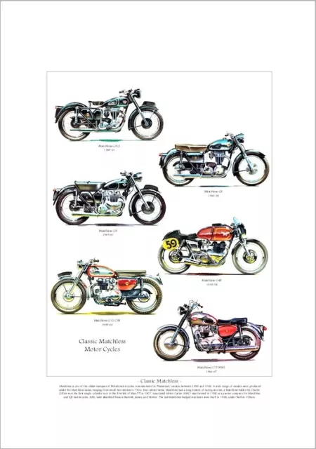 CLASSIC MATCHLESS - Motorcycles Fine Art Print  A3 size - G3 LS G9 G45 G12 & G15
