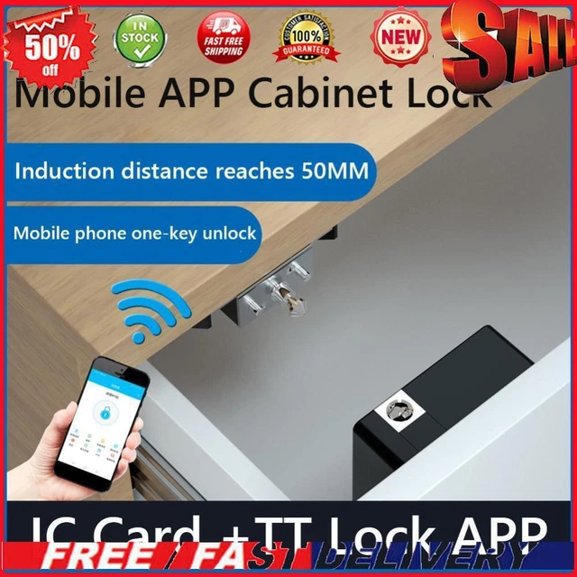 T8 Keyless Invisible Smart Drawer Lock Intelligent IC Card TTLock APP Cabinet