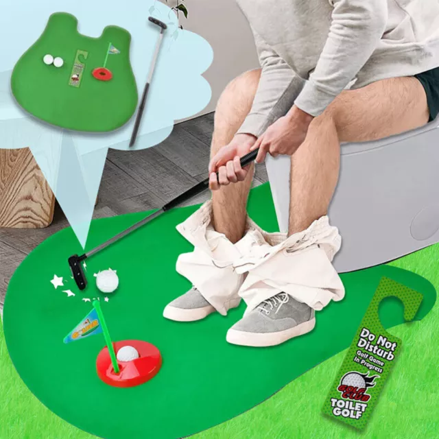 Toilet Bathroom Mini Golf Mat Potty Putter Kid Game Novelty Christmas Gift Toy