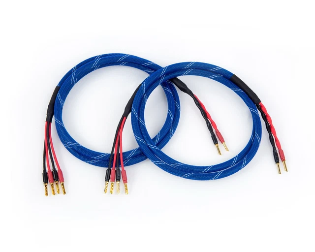 Canare 4S11 Bi-Wire Speaker Cable – 3ft, Single Flex Braided, 2-to-4 Banana Plugs